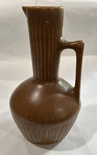 Vintage Brown Monmouth Maple Leaf Stamped Pottery Pitcher or Carafe Without Lid