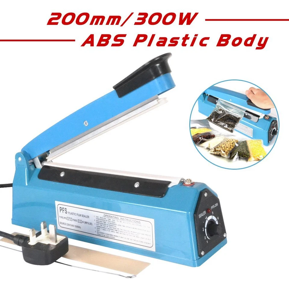 Impulse Heat Sealer Sealing 200/300/400mm Plastic Bags+ Spare Element & Teflon - Image 2 of 4