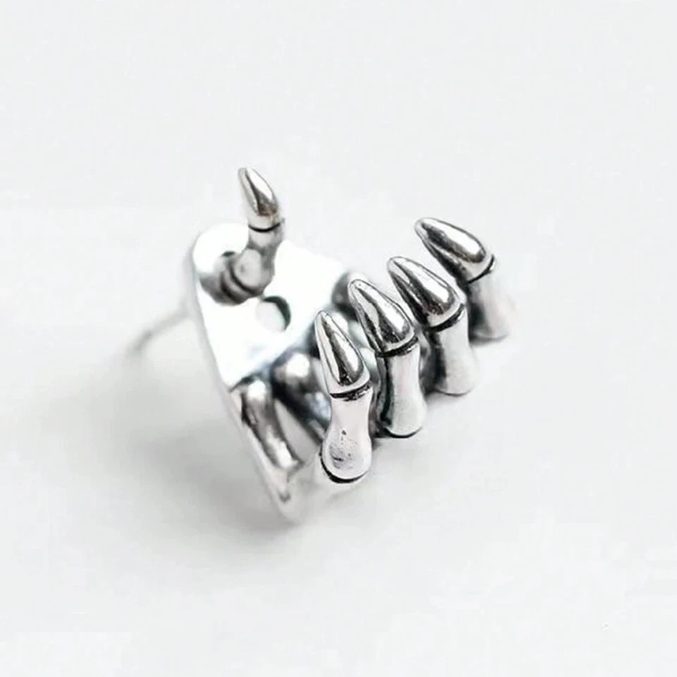 1 par de pendientes de mano de calavera esqueleto gótico para Navidad NUEVO pendiente de hueso de mano Foto 4 de 4