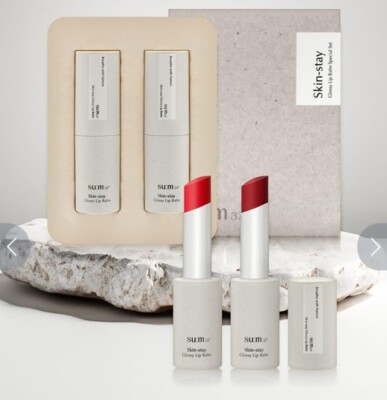 su:m37 Skin Stay Glossy Lip Balm Special Set 2 Items Red Coral K-Beauty