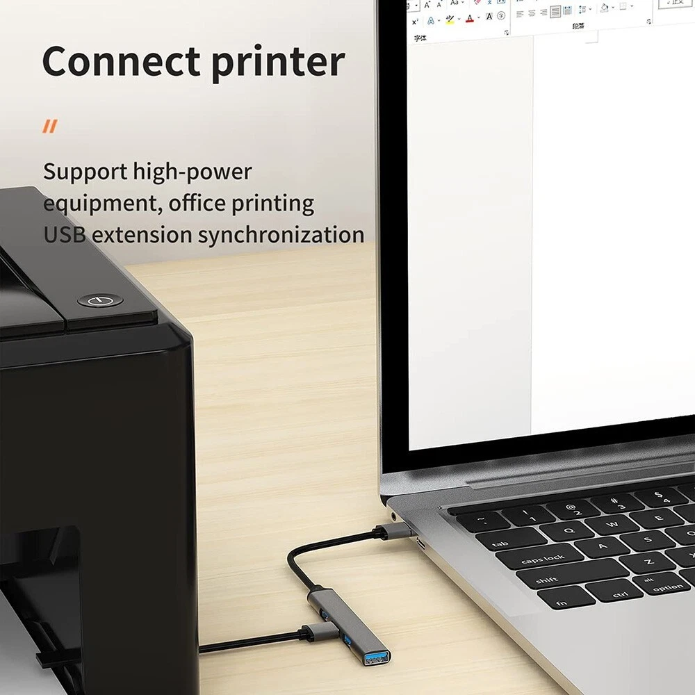 Type USB C to USB Hub Extensions 4 Port USB 3.0 Hub Expander PC MAC Mini Adapter