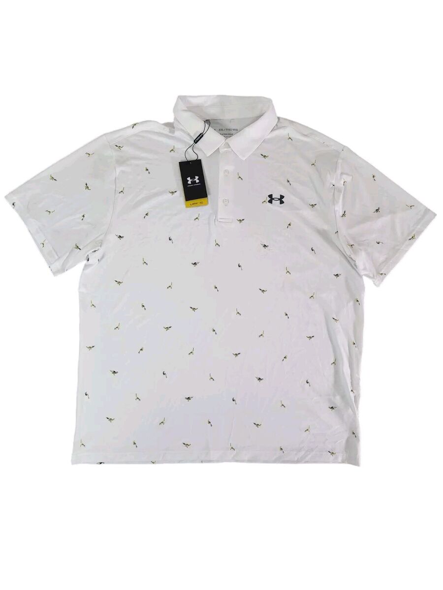 Under Armour Playoff 2.0 All Over Bird Print White Golf Polo Under Armour Playoff 2.0 All Over Bird Print White Golf Polo