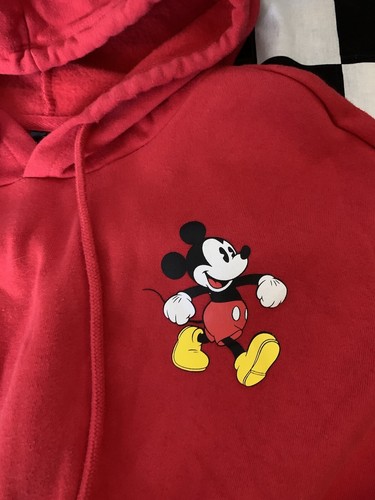 DISNEY Logo MICKEY MOUSE Crop Hoodie RED Sweatshirt FITTED Elastic Waist Sz M - Picture 13 of 15