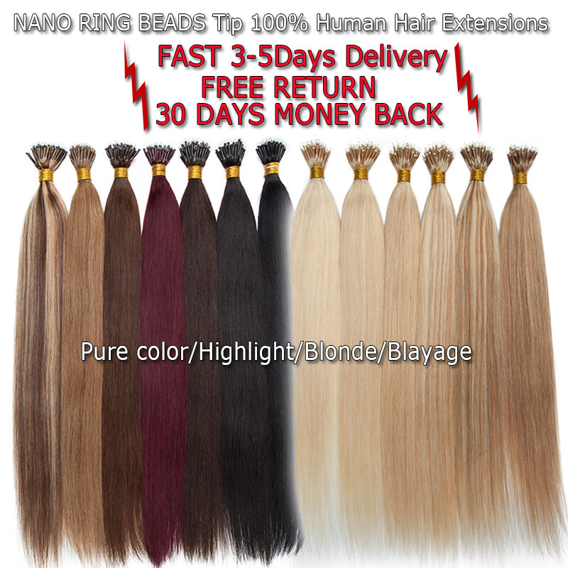 Indian 1G 150S Nano Ring Tip Micro Bead Human Remy Hair Extensions THICK  Caramel