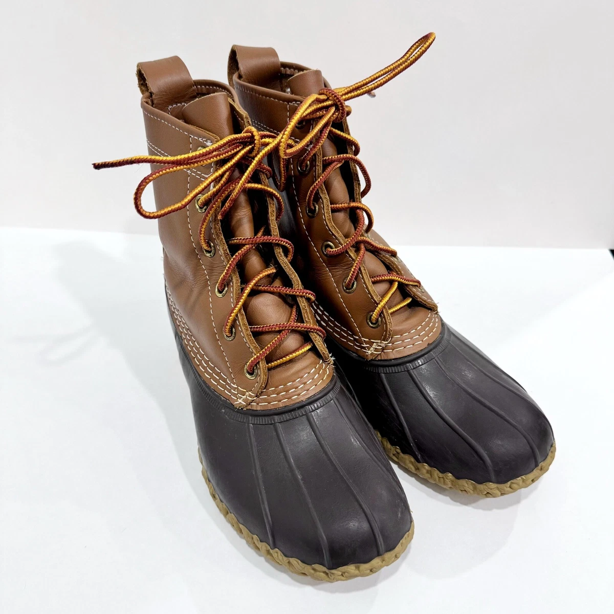 L.L.Bean Bean Boots Mens 13M Brown Leather Duck Boots Plaid Lined USA L.L. Bean Men main image 3