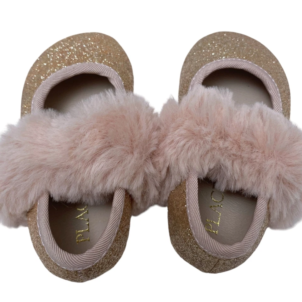 Childrens Place Baby Shoes 6-12 mo Pink Ballet Faux Fur Princess Fairy Sparkle - Image 4 of 4