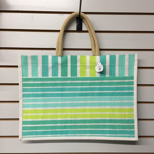 Bolso de Playa Bolso de Yute The Royal Estándar Rayas Nuevo con Etiquetas 19x14 Tonos Aqua - Imagen 8 de 9