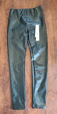 NWT AQUA Girl's Bloomingdale's Exclusive Black Pleather Leggings Sz S 6x-7