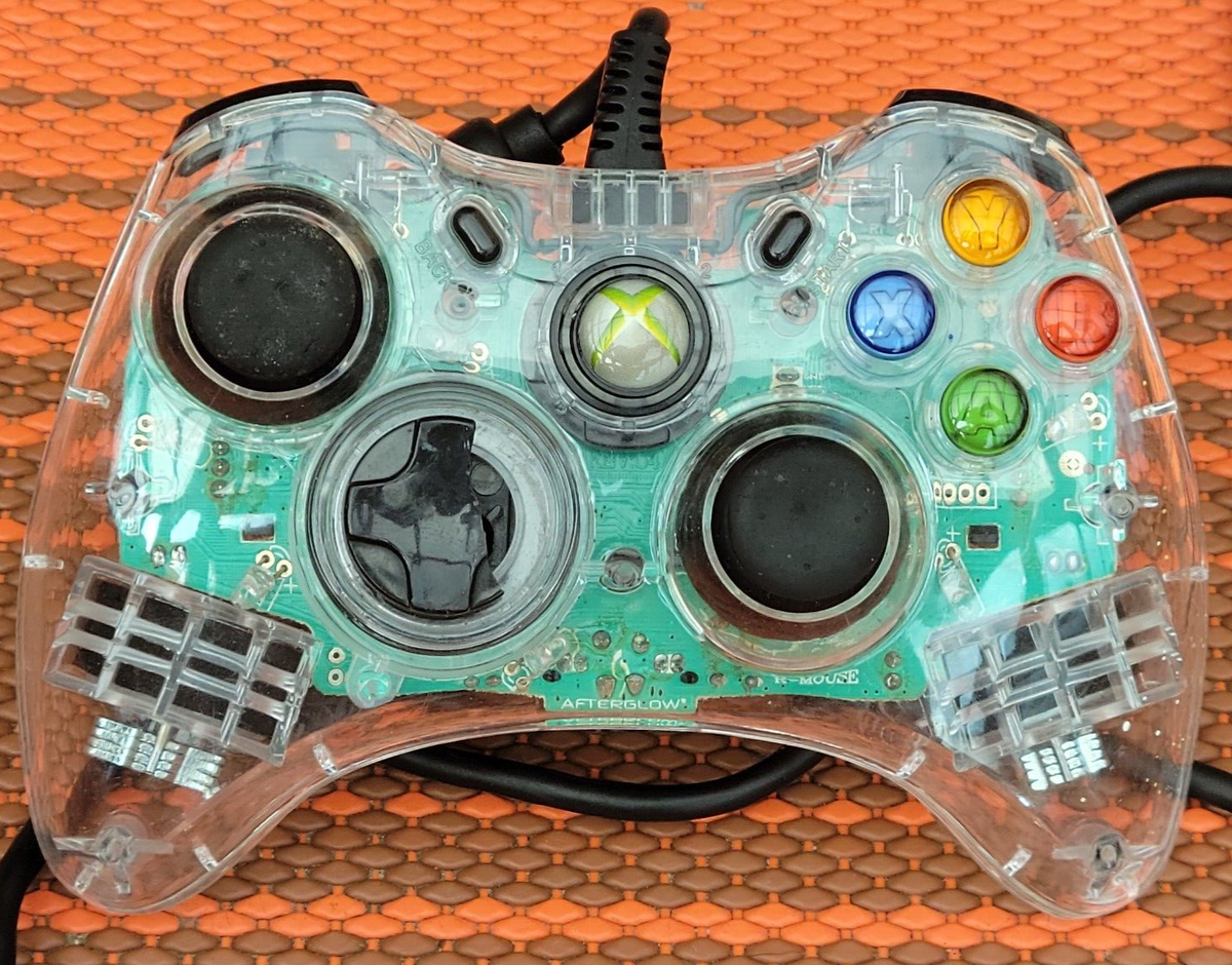 Xbox 360 Controller Afterglow Wired Light Up Green Clear