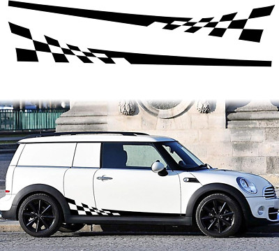 1 Pair 77.2'' Racing Checkered Flag Side Stripe Decals Compatible with Mini Coop