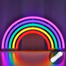 Rainbow Neon LED Light Sign Recreation Game Room Wall Bedside Table Decor