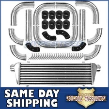 12PC 2.5" INTERCOOLER + INTAKE PIPING KIT + T-BOLT CLAMP + SILICONE HOSE BLACK