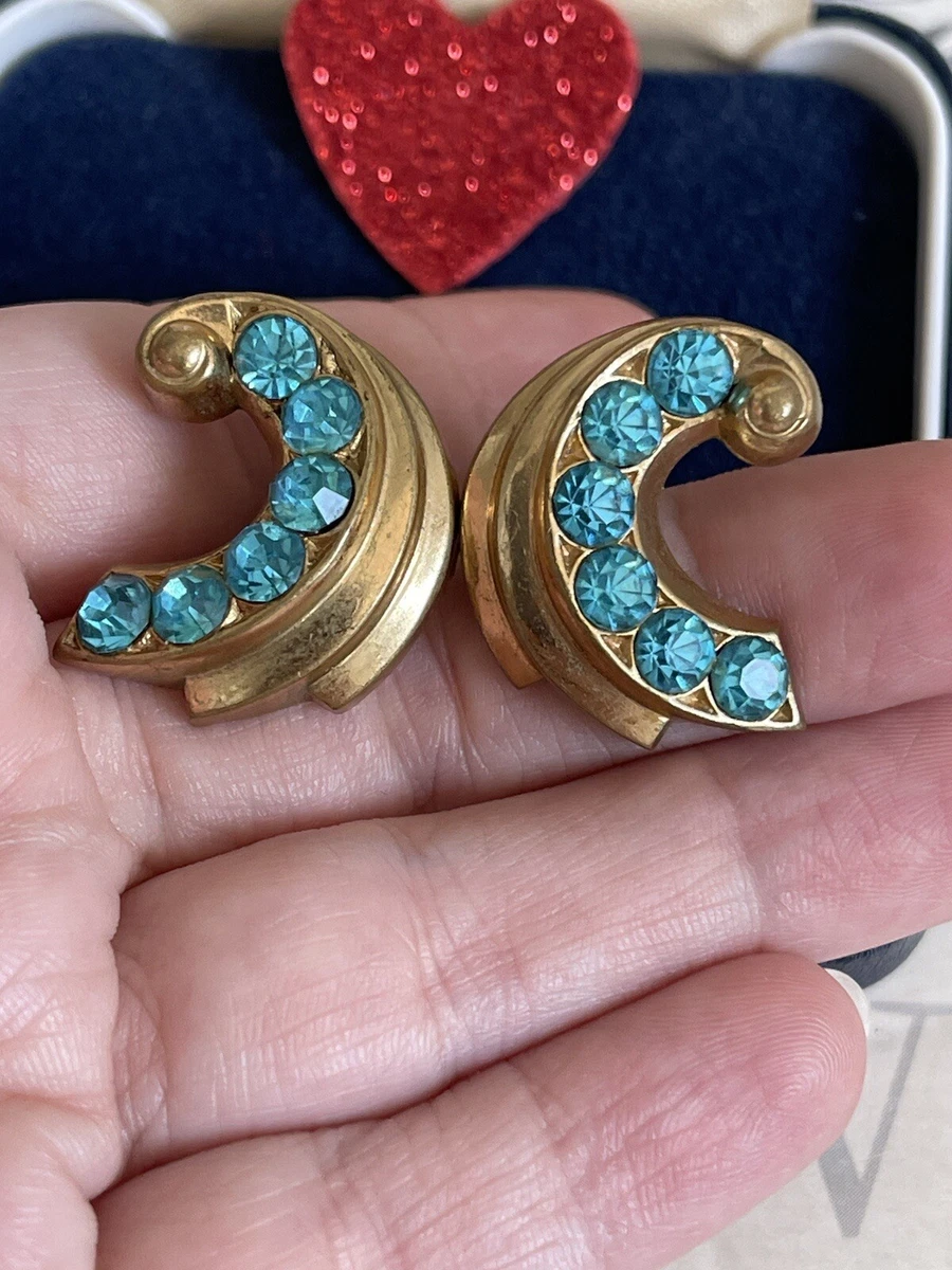 Blue metal earrings deals