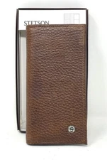 STETSON AMERICAN BISON LEATHER WESTERN WALLET/CHECKBOOK COVER