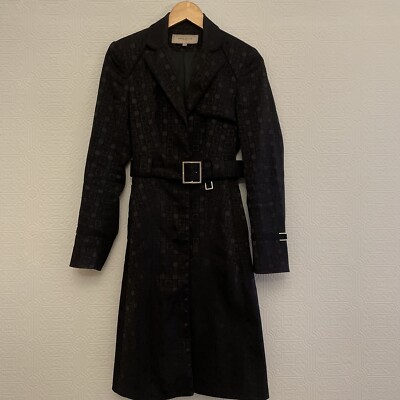 Karen Millen Classic Monogrammed Belted Trench Coat Black Size UK