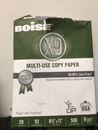 Boise X-9 MultiUse Copy Paper Case Letter Size, 6000 Sheets, 12 REAMS 20lbs - Picture 2 of 2