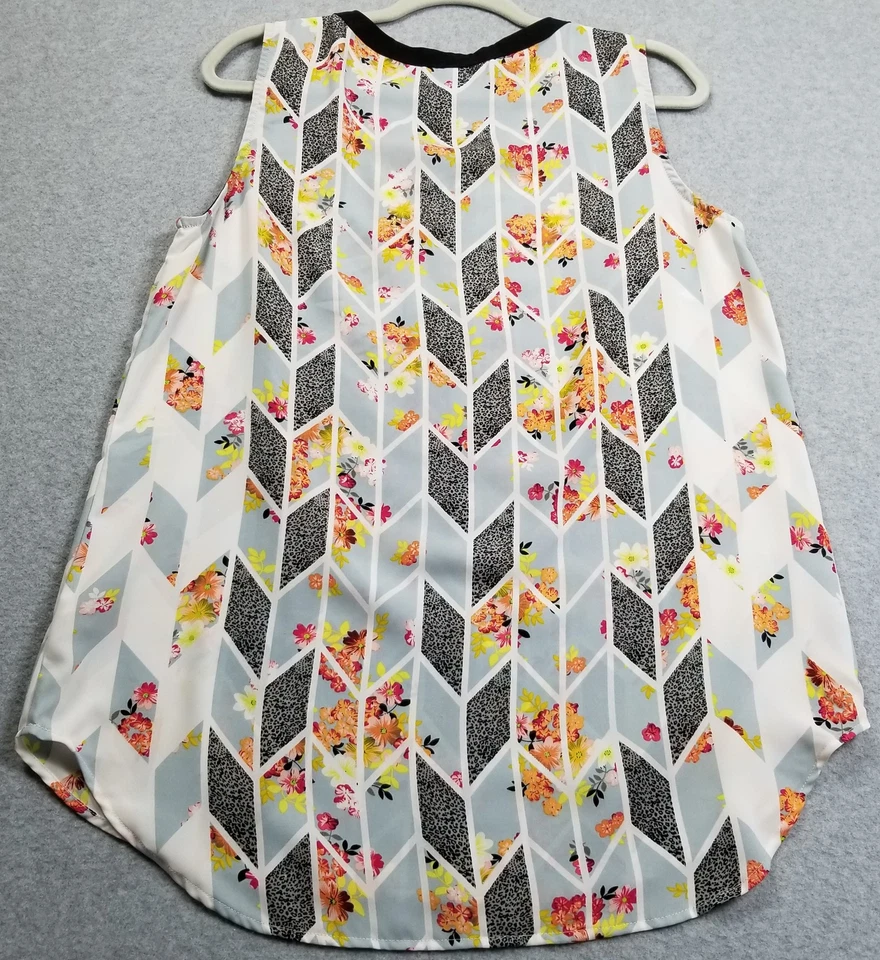 Camiseta sin mangas CAbi para mujer mediana M floral geométrica sin mangas cinta de grosgrain 249c Foto 4 de 4