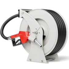 Retractable Fuel Hose Reel, 3/4 in × 66 ft Rubber Hose Heavy Duty Professional