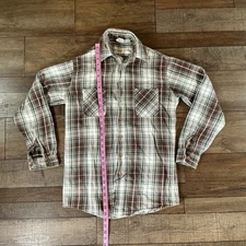 90s VTG Big Mac Flannel Shirt Sz M Brown Green Plaid Cotton Portugal Made #49028