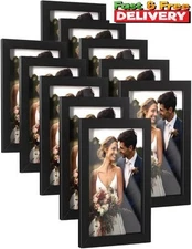 HappyHapi 4x6 Picture Frame,Set of 10 Black Picture Frames, Tabletop or Wall