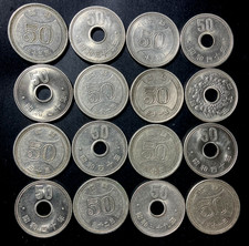 Vintage Japan Coin Lot  - 1955-1965 - 50 YEN - 16 High Grade Coins - Lot #D28
