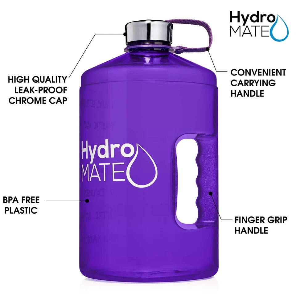 HydroMATE Large Gallon 128 oz Motivational Water Bottle Purple - Image 2 of 4