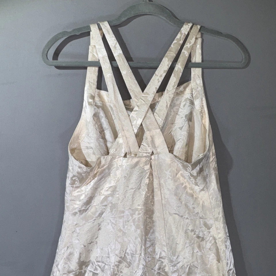 Vestido de Terciopelo Floral Metálico De Colección Años 90 Talla 12 Tirantes Damas de honor MOTB Foto 4 de 4