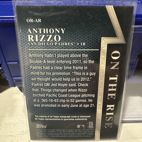 Anthony Rizzo RC Auto 2011 Topps Tier One  Rookie Card On The Rise  #178/999 SP - Picture 2 of 11