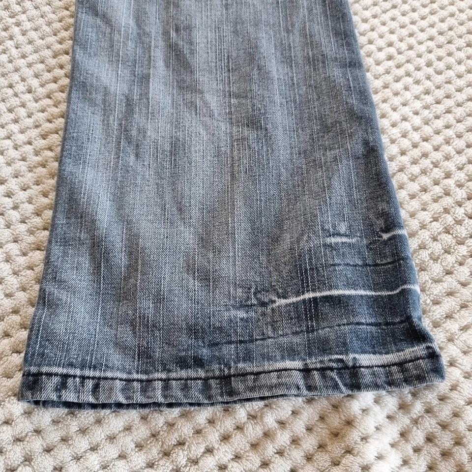 Y2k Chisel Jeans Mens 38 Blue Denim Acid Wash Mid Straight Wide Button Up - image 2 of 4