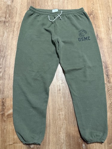 Vintage Soffe Green USMC Joggers Mens Large Sweats Military USA Activewear Gym