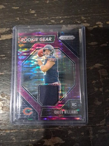 2024 Panini PrizmRookie Gear Caleb Williams #RG-CWS Purple Pulsar Prizm MEM, RC)