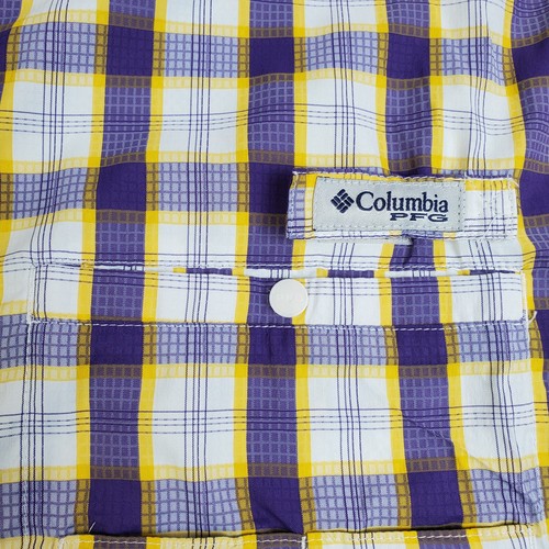 Columbia PFG Super Tamiami Vented Fishing Shirt Mens Large Purple Gold LSU - Picture 5 of 12