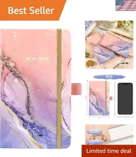 Elegant 2026-2028 Monthly Planner with Elastic Closure and Inner Pocket, 4"x6.2"