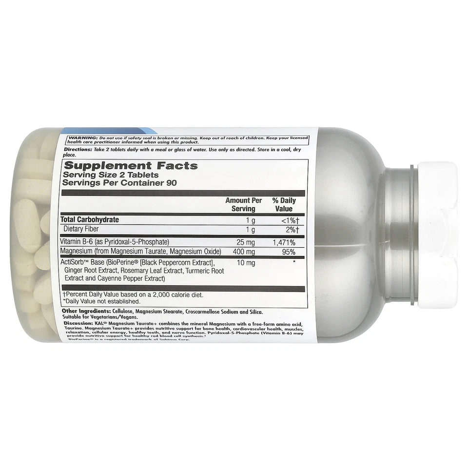 Taurato de magnesio+, 180 comprimidos Foto 2 de 2