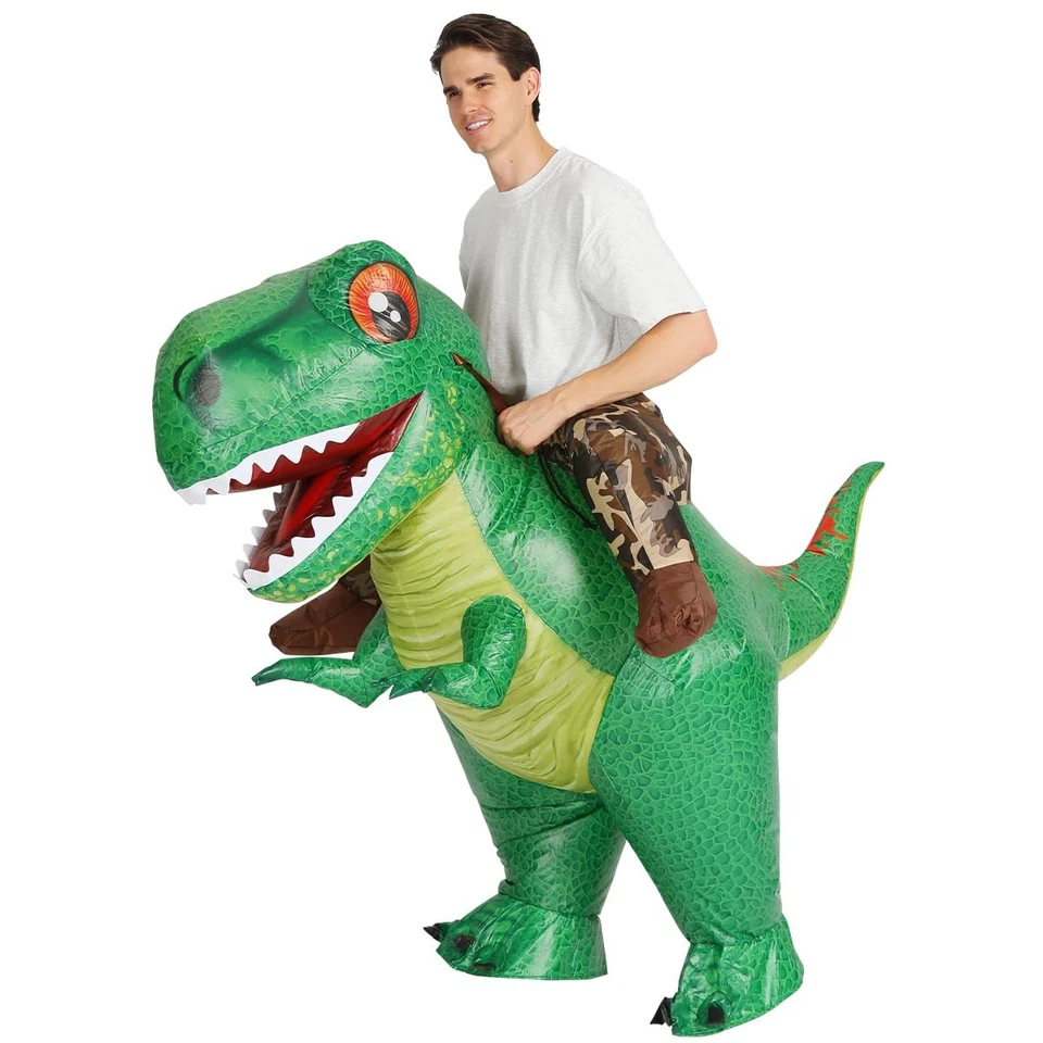 Disfraz de dinosaurio inflable adulto montar T Rex divertido vestido disfraz de Halloween... Foto 4 de 4