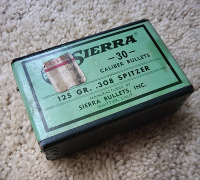 Vintage - Sierra 30 Caliber 125 Grain .308 Spitzer Bullet Empty Box