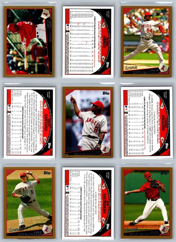 Los Angeles Angels Topps Gold Serial Numbered #/2009 Baseball Card Lot (18) NM - Image 4 of 4