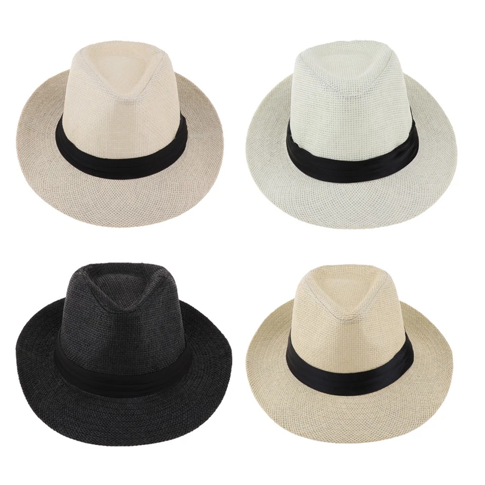 Chapeau Panama en paille satinée pour homme et femme, Fedora, Trilby, Sombrero, - Photo 1/1