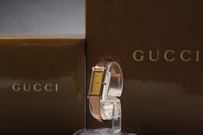 [Near MINT w/Box Paper] GUCCI 1500L 12mm Gold Dial Qz Bangle Women's Watch JAPAN