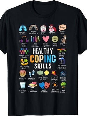 Plus Size 1pc Women's Plus Size Healthy Coping Skills Counselor T-Shirt - Ment
