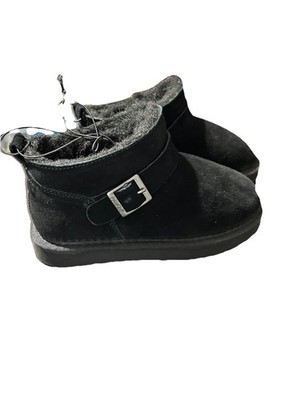 PAWZ Boots Shoe by Bearpaw Casual Black Girls Size 11 Kid's Shorty Suede Rubber