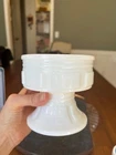 Vintage White Milk Glass Planter Randall Block Pattern Pedestal 4.5"