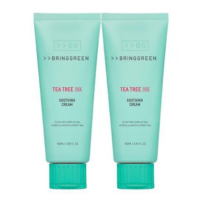 BRING GREEN Tea Tree Cica Soothing Cream 3.38oz X 2ea Brightening , Moisturizing