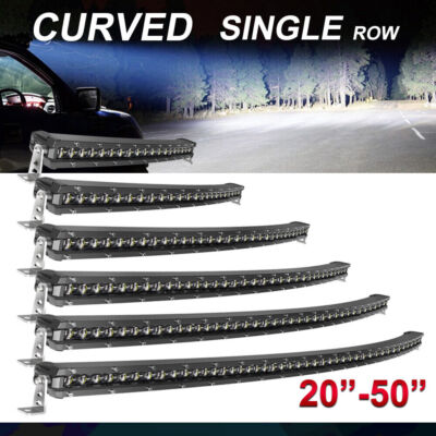 Slim Single Row Curved 20 26 32 38 44 50'' LED Light Bar Off Road Driving ATV SUV