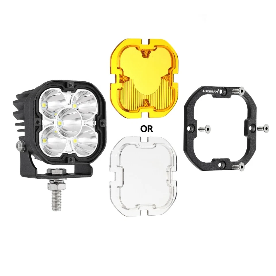 4 cápsulas LED Auxbeam de 3 pulgadas luces de trabajo de conducción DRL blancas y amarillas con arnés Foto 2 de 4