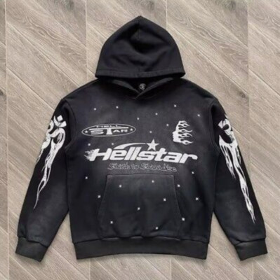Hell flarel star black flare pants hoodie Mens Wash Patchwork Long Pants Hoodies