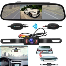 Wireless IR Waterproof Reverse Backup Camera + 4.3" Car Rear View Mirror Monitor