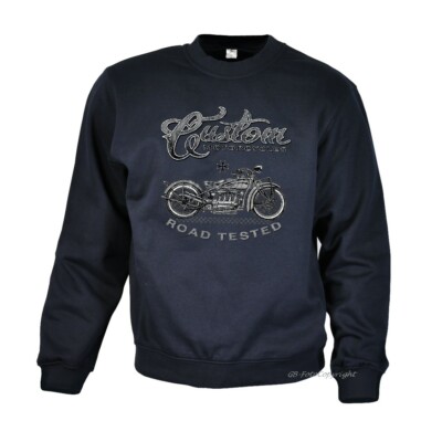 Biker Sweatshirt Motorrad classic Oldtimer historic Custombike Garage *4042 navy