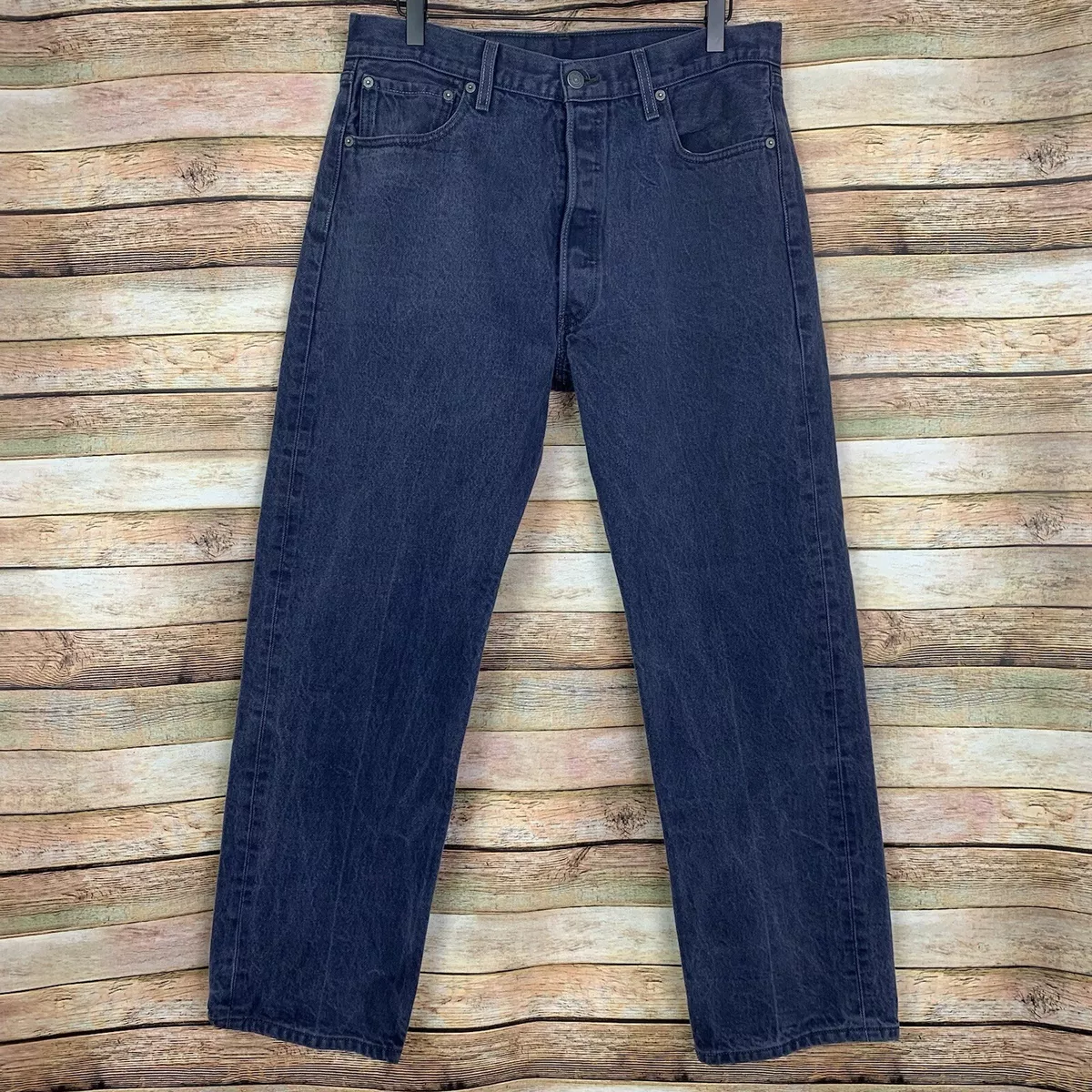 Levis 501 Jeans Mens 36x32 Faded Black Denim Straight Fit Button Fly Mid Rise