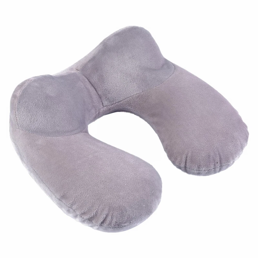 Soft U-Shaped Inflatable Travel Neck Pillow for Airplanes and Cars